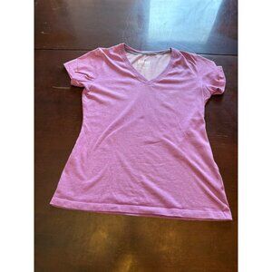 Nike Dri-Fit Womens V-Neck Short Sleeve T-Shirt Medium Purple Cotton Blend